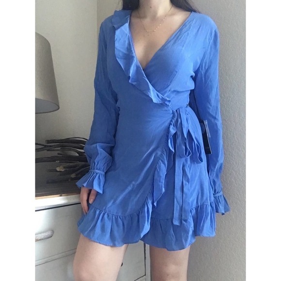 Privacy Please Ruffle Wrap Dress Long Sleeves - Picture 6 of 8